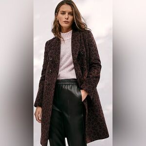 Ann Taylor leopard Chesterfield coat